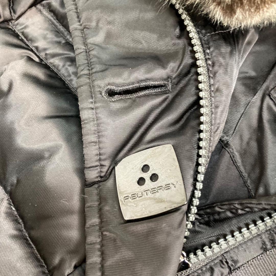 16986✨ピューテリー 42 ロングダウンコート ファー グースダウン 茶色