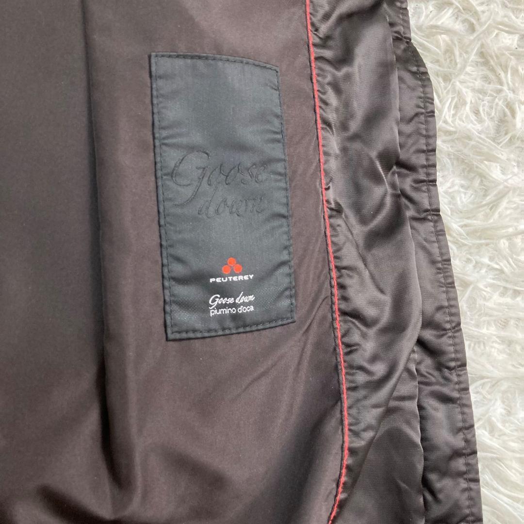 16986✨ピューテリー 42 ロングダウンコート ファー グースダウン 茶色