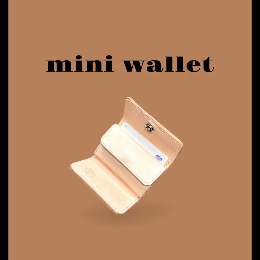 レザーカービング 三つ折りミニウォレット フラワー/カエル