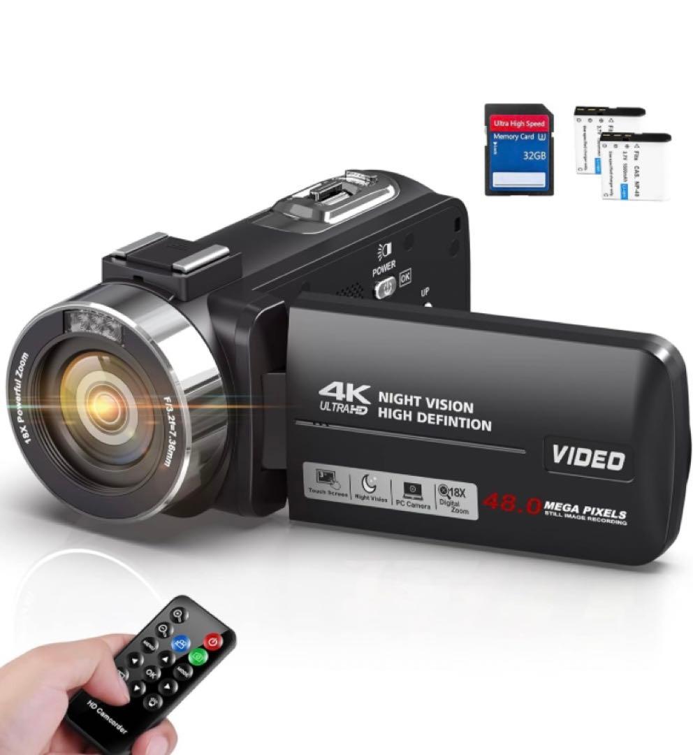 Keculbo ビデオカメラ 4K 48MP 30FPS18X