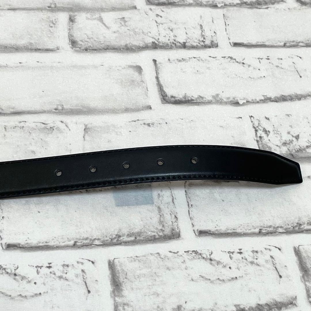 極美品✨ブルガリ　ベルト　男女兼用　スクエアバックル　ハトメピン　ロゴ刻印　黒