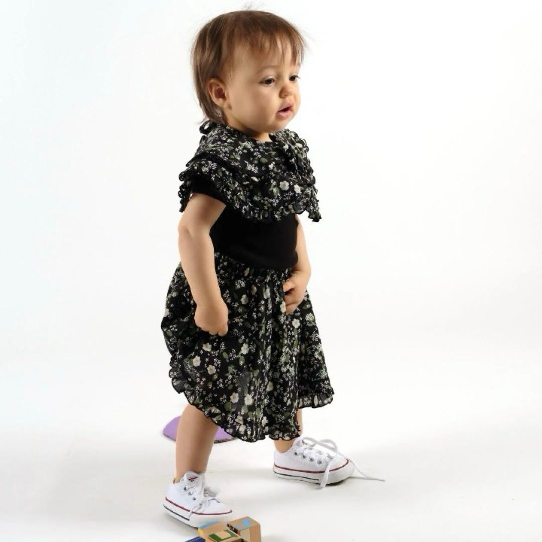 WOLF & RITA フリル襟の花柄ロンパースセットアップ　 74