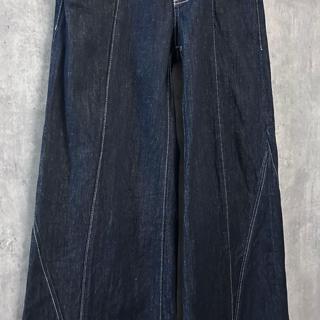 新品riendaフロントボタンデザインハイウエストデニムパンツ美シルエット脚長S