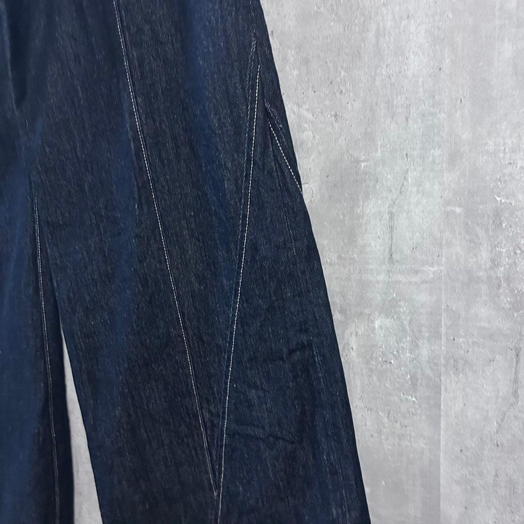 新品riendaフロントボタンデザインハイウエストデニムパンツ美シルエット脚長S