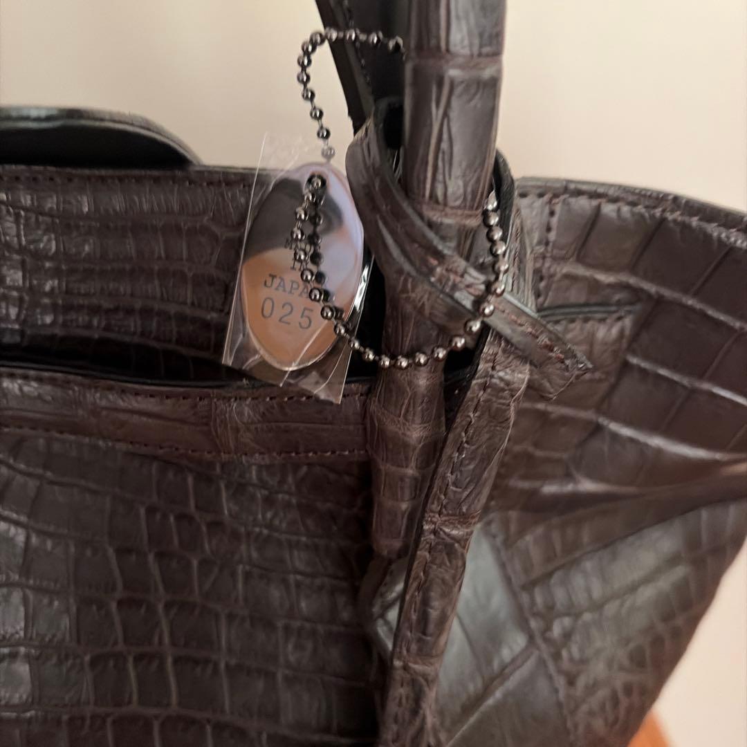 ダークブラウン クロコダイル型押し ハンドバッグ