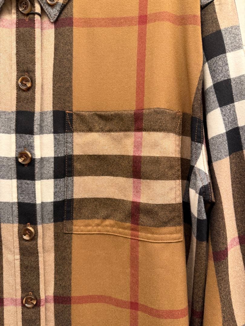 Burberry チェック柄 長袖シャツ　バーチブラウン　元値116,600