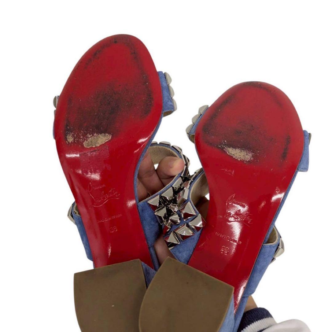 Christian Louboutin ルブタン スタッズサンダル ブルー 38