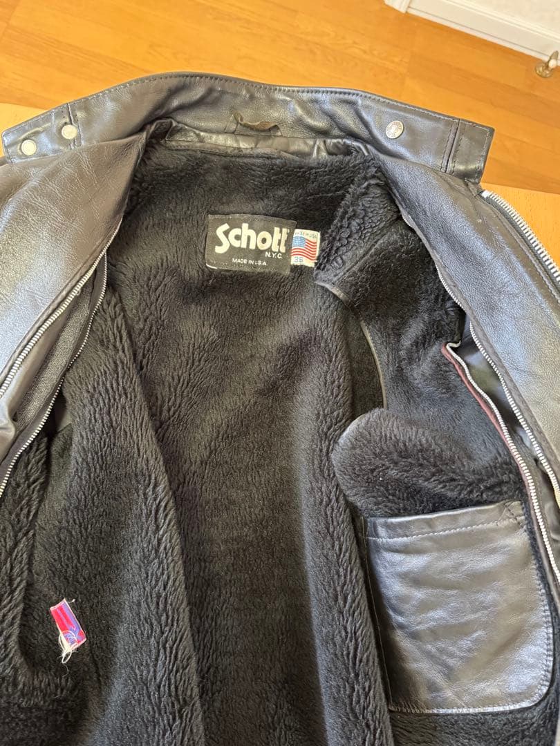 schott ショットブラック シングルライダースジャケット　36 M相当