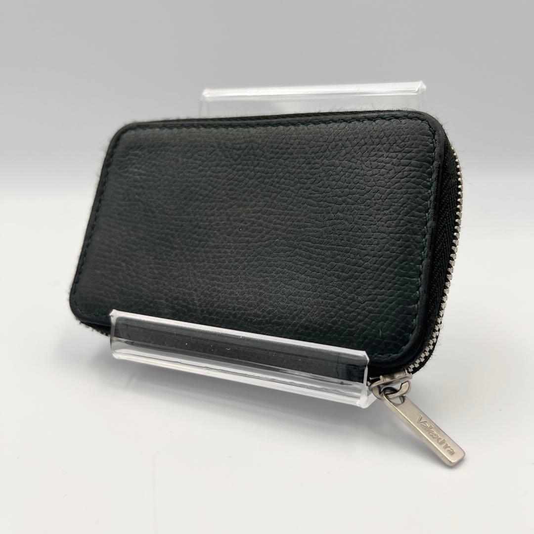 【美品】Valextra ラウンドジップ　ミニウォレット　ケース　グリーン