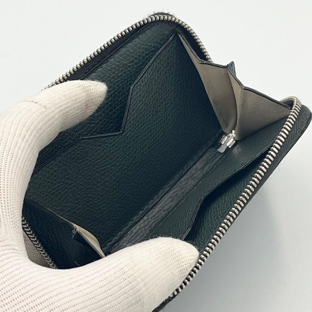 【美品】Valextra ラウンドジップ　ミニウォレット　ケース　グリーン