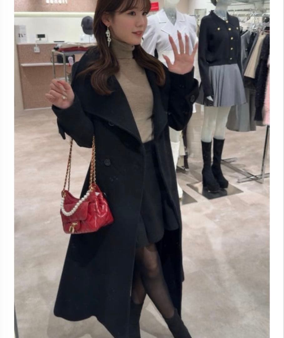 【極美品】 rienda オーバーネックシンデレララインコート M ブラック