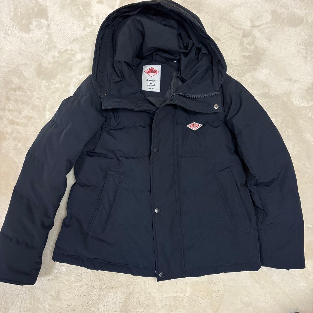 美品ダントン　ネイビー ダウンジャケット ファー付き　S 36