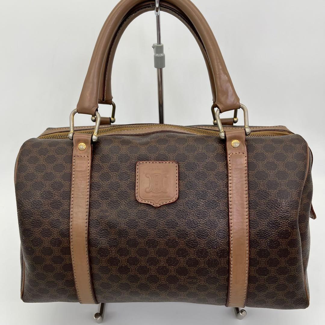 CELINE ハンドバッグ ミニボストン 手提げ マカダム柄 トリオンフPVC