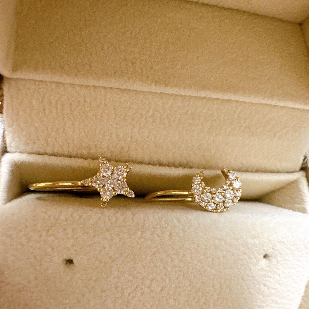 Ponte Vecchio ポンテヴェキオ K18 ダイヤ ピアス 月 星