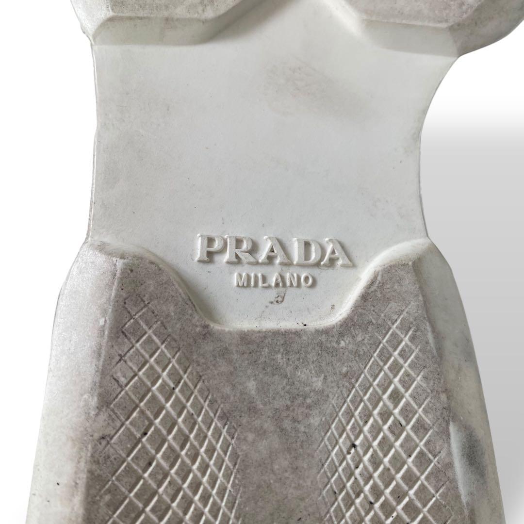プラダ　ミュール　ハイヒール　ウェッジソール　メタリック　ストラップ　25cm