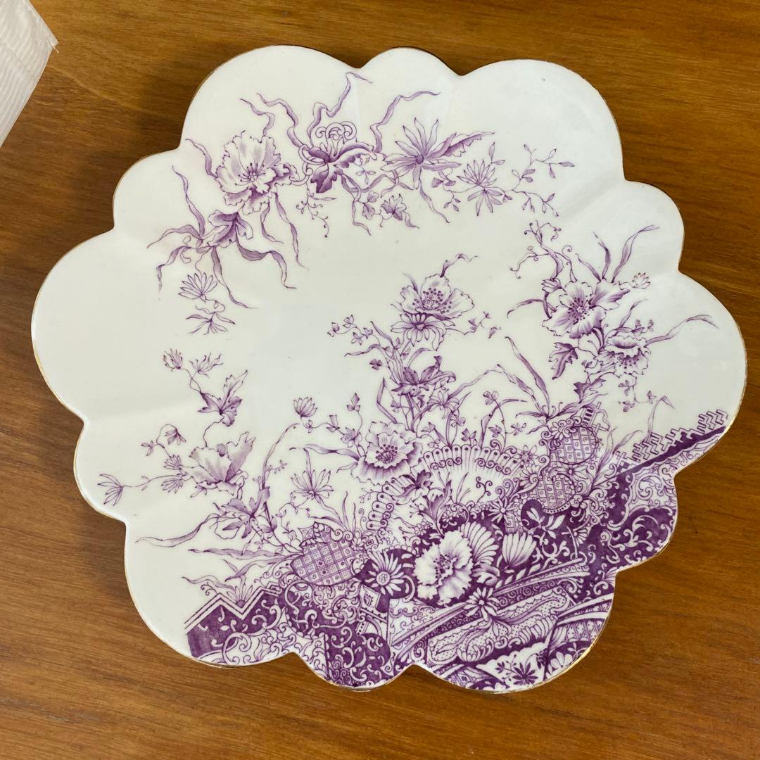 ワイルマン　フォリー　パープル　フラワー　デイジーシェイプ　23cm プレート