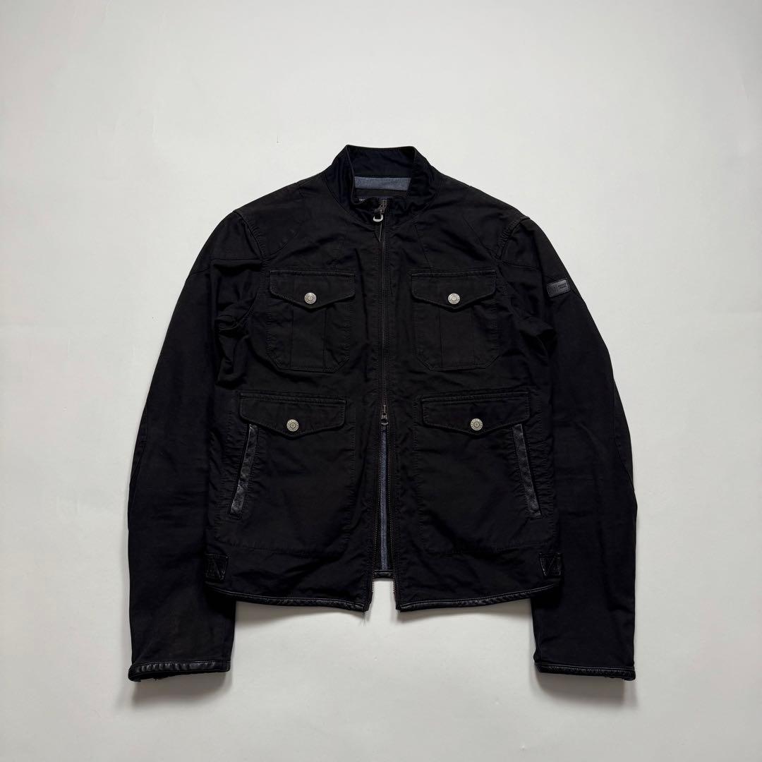 2000s Armani Jeans cotton × leather jkt