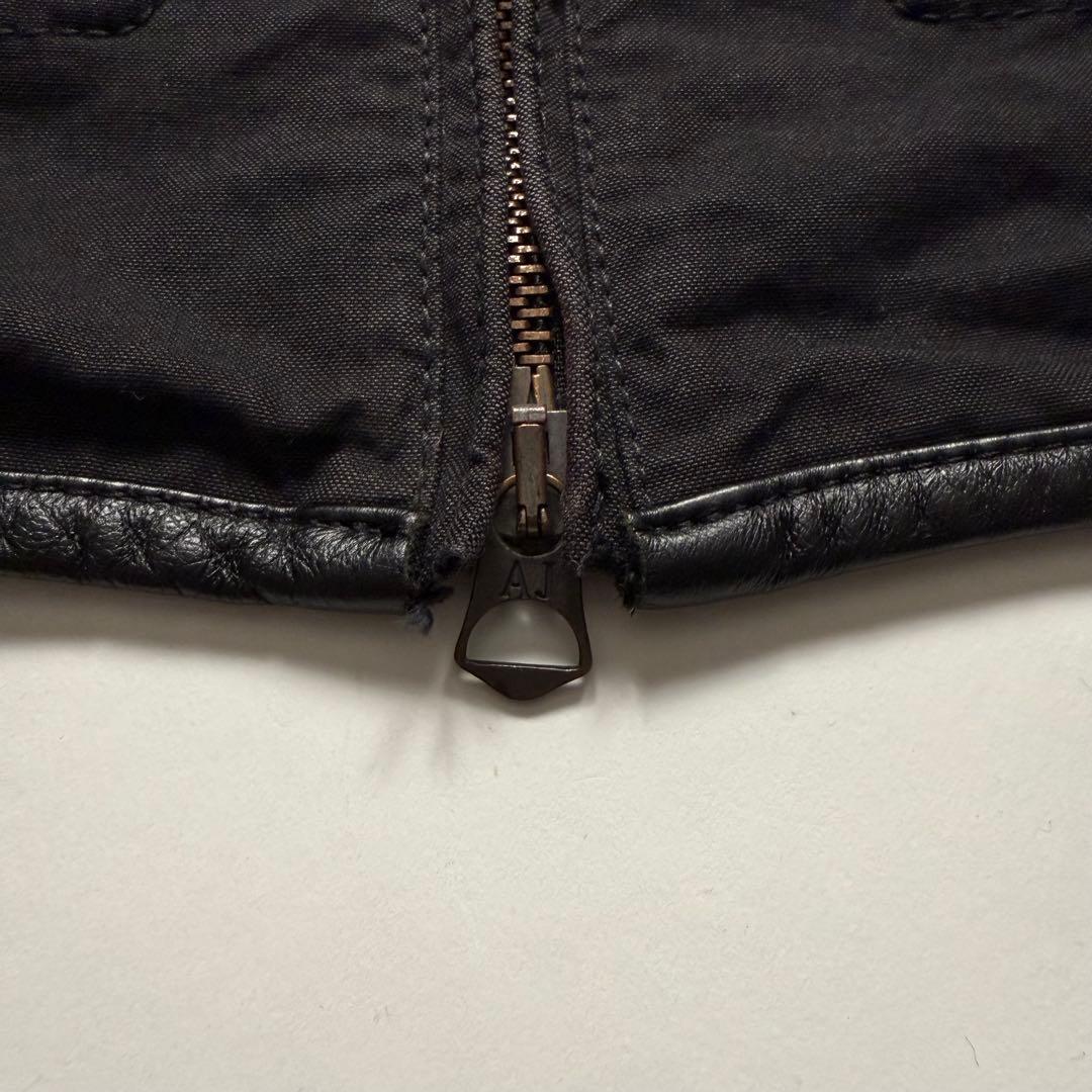 2000s Armani Jeans cotton × leather jkt