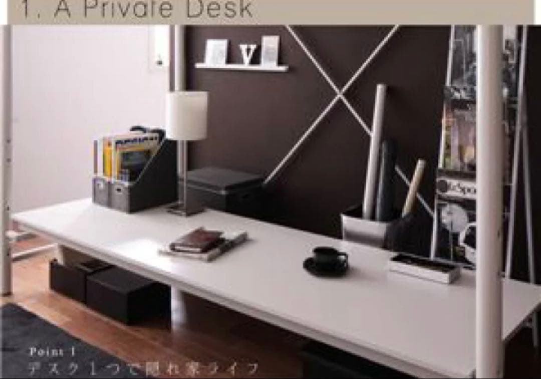 ロフトベッド デスク付き ホワイト【大阪市中央区引き取り限定】