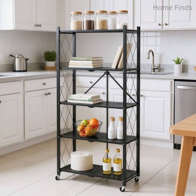 幅 70ステンレス製メタルラック キャスター付き 折りたたみ式 キッチン用2 点