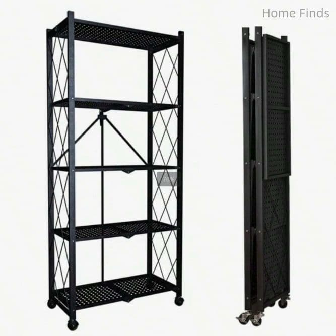 幅 70ステンレス製メタルラック キャスター付き 折りたたみ式 キッチン用2 点