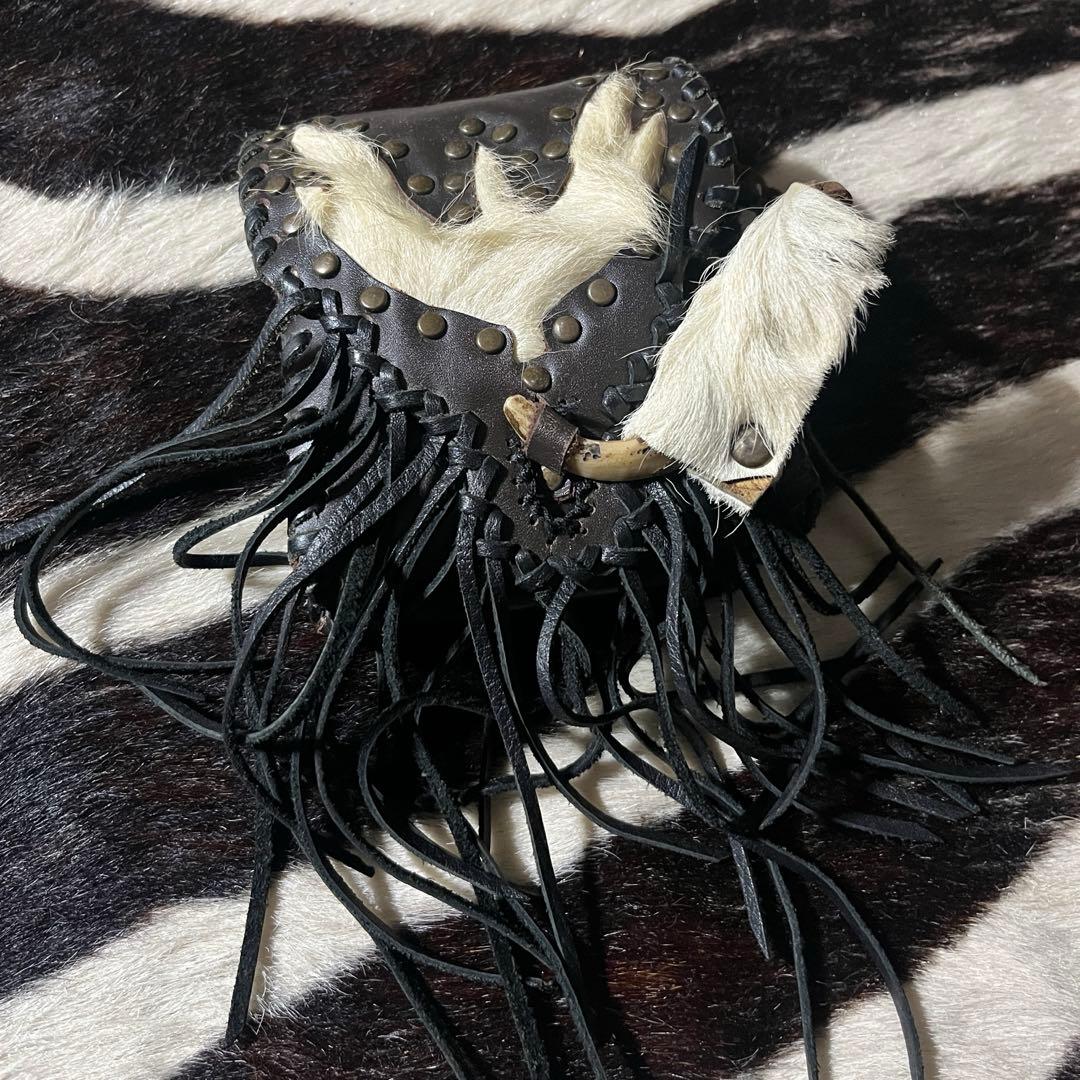 00s archive leaher fringe ベルトポーチ kmrii