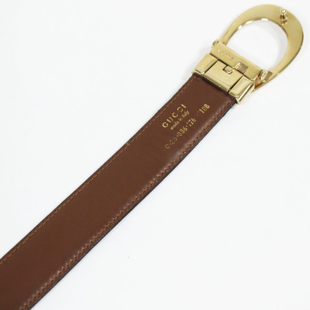 美品 グッチ ベルト G型バックル レザー ゴールド ブラック GUCCI
