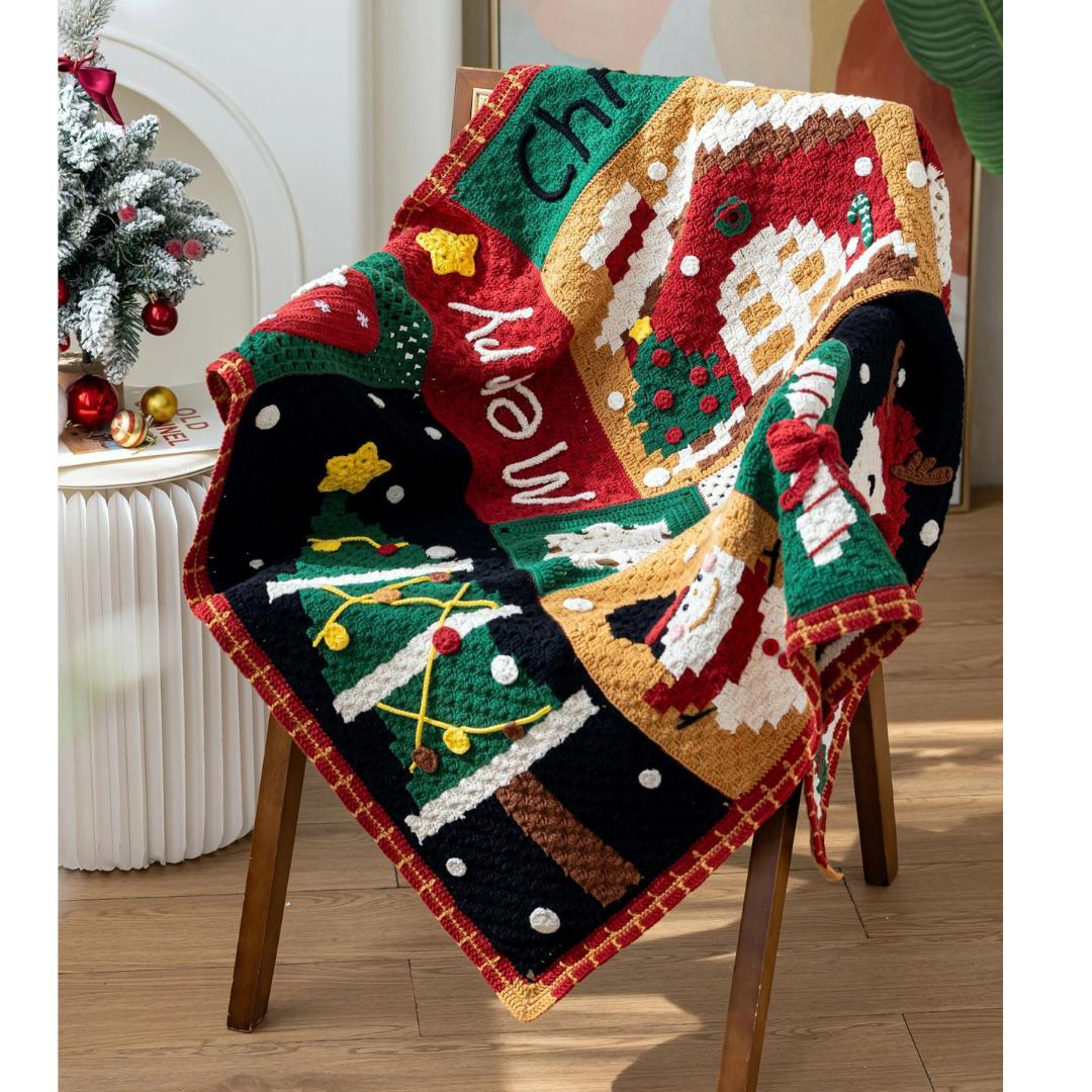 かぎ針編み✨ クリスマス タペストリー 膝掛け ベッド こたつ マルチ カバー