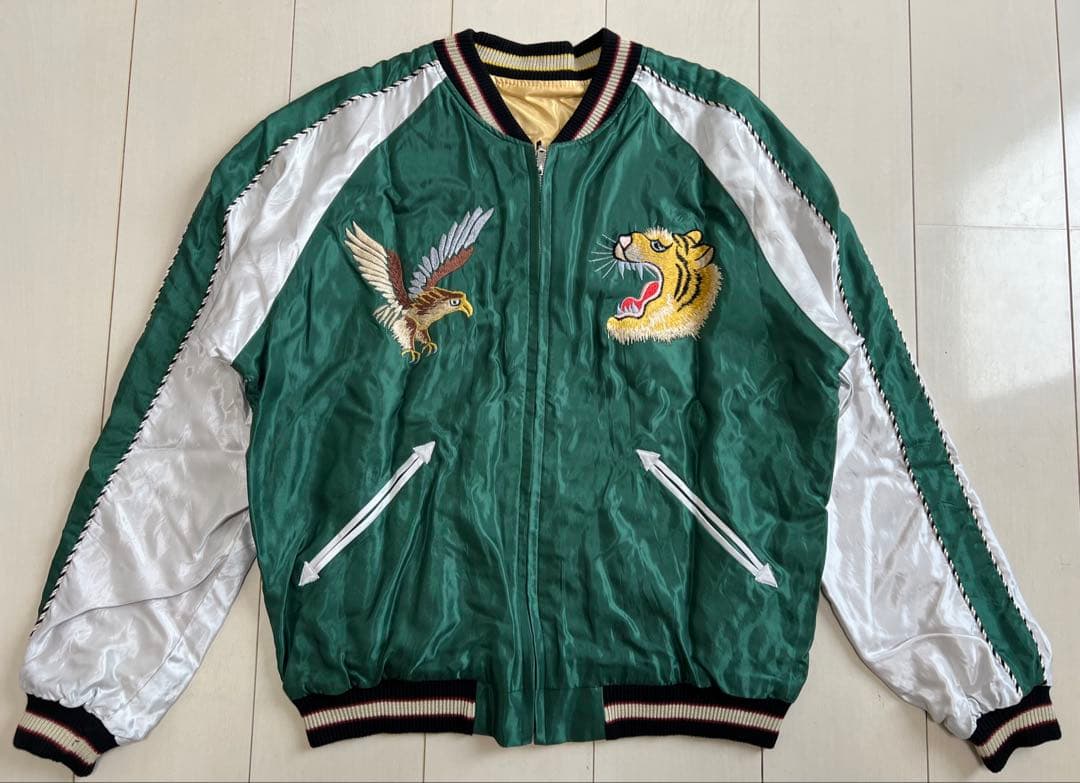 XL 未使用 テーラー東洋 スカジャン ジャパンマップ 鷹×虎 TT15682