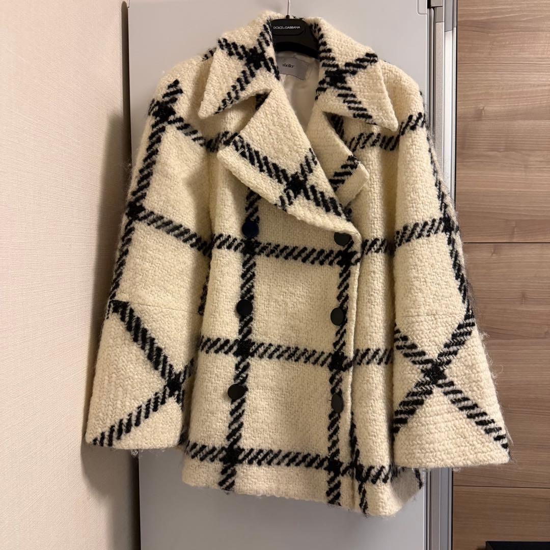 ジャケット・アウター sheller big check BISHU pure wool coat
