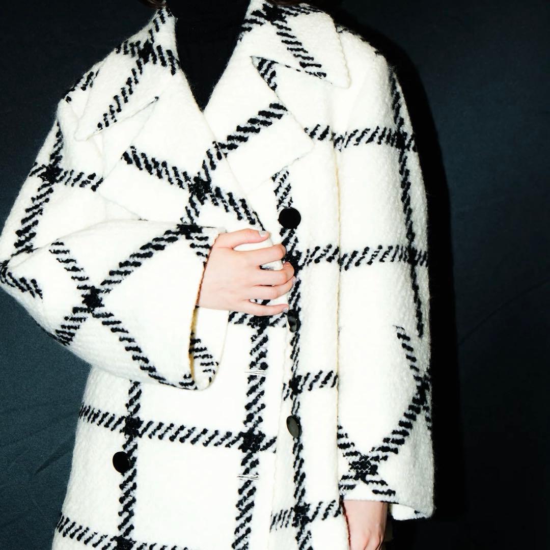 ジャケット・アウター sheller big check BISHU pure wool coat