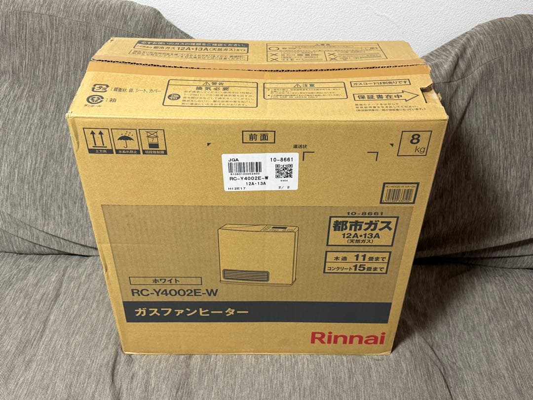Rinnai ガスファンヒーター RC-Y4002E-W 都市ガス ホース2m付