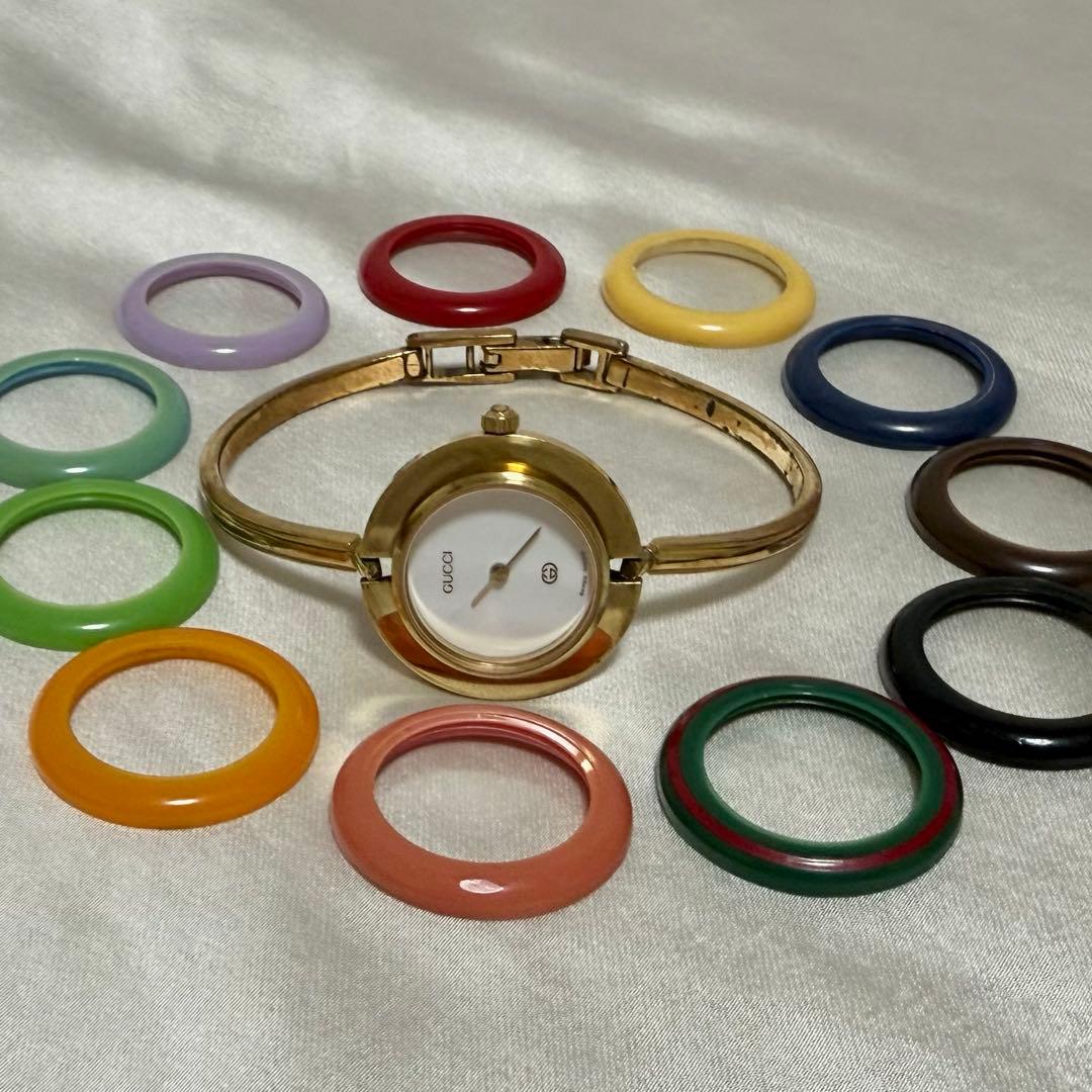 動作確認済 GUCCI 1000-L チェンジベゼル　ベゼル11色付き