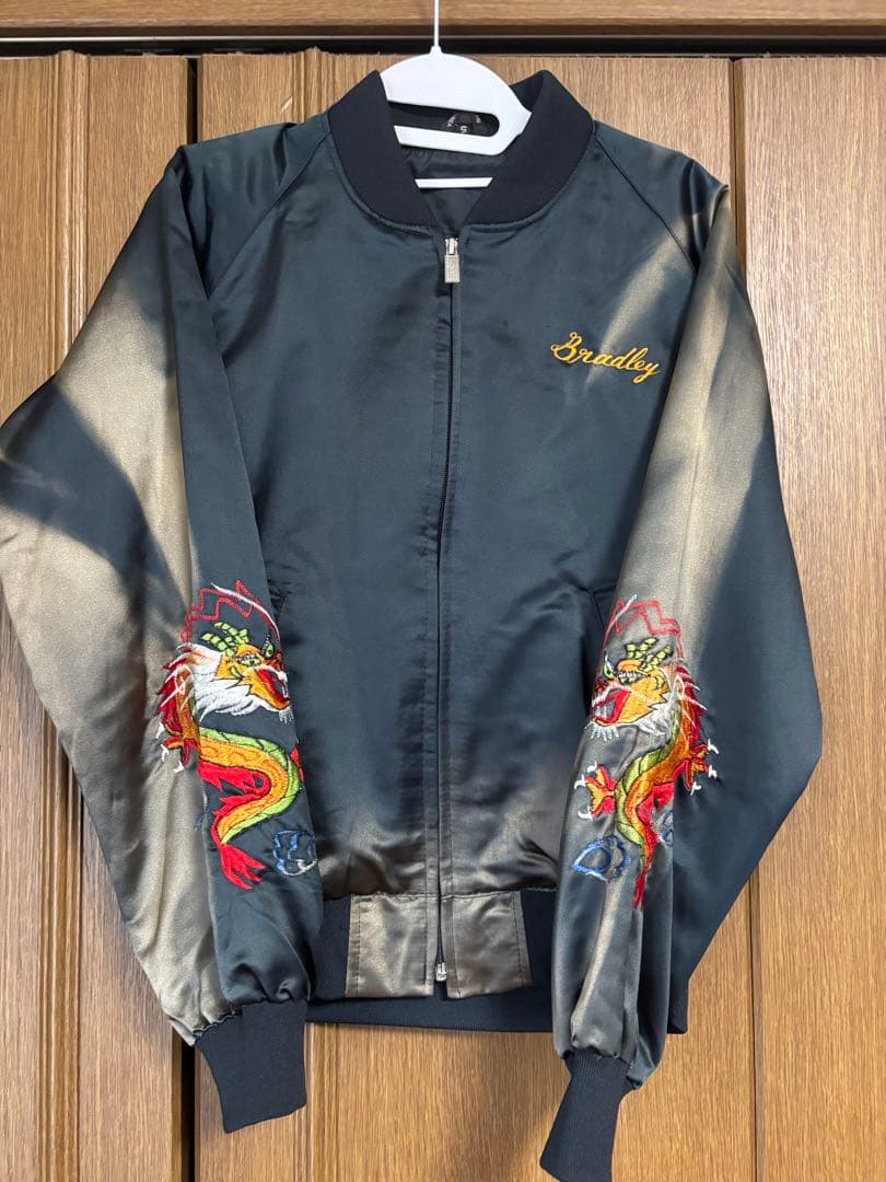 スカジャン　沖縄　龍　ブラック