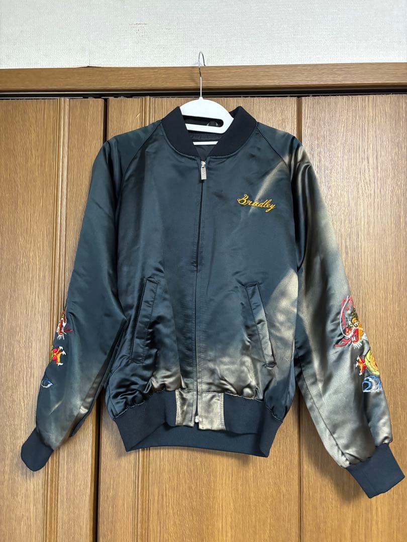 スカジャン　沖縄　龍　ブラック