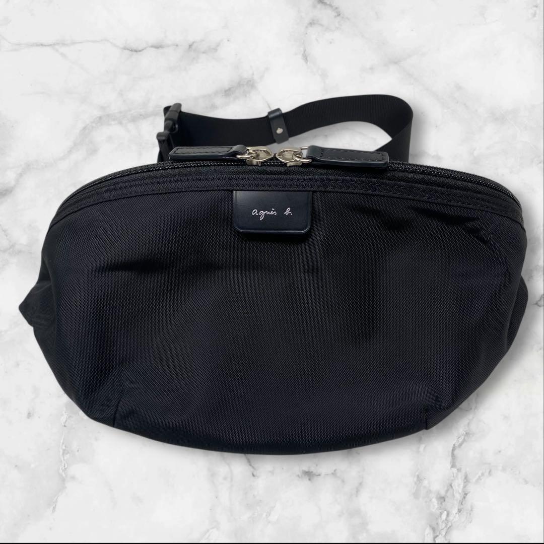agnes b. ウエストポーチ バッグ ナイロン ブラック アニエスベー 黒