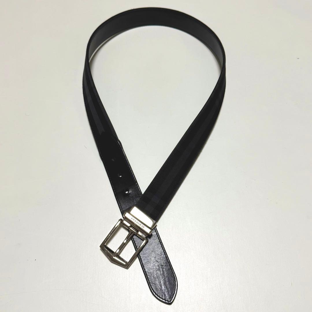 BURBERRY バーバリー　レザーベルト　リバーシブル　ノバチェック柄　85