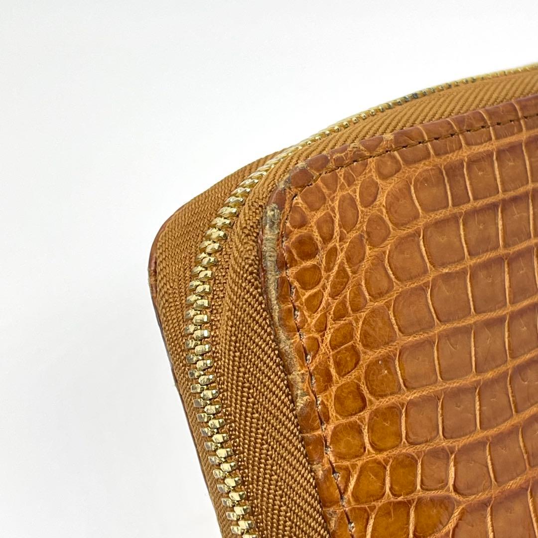 ●GAUDIE・ガウディ●長財布ラウンドジップ・ファスナー●クロコダイル●茶色