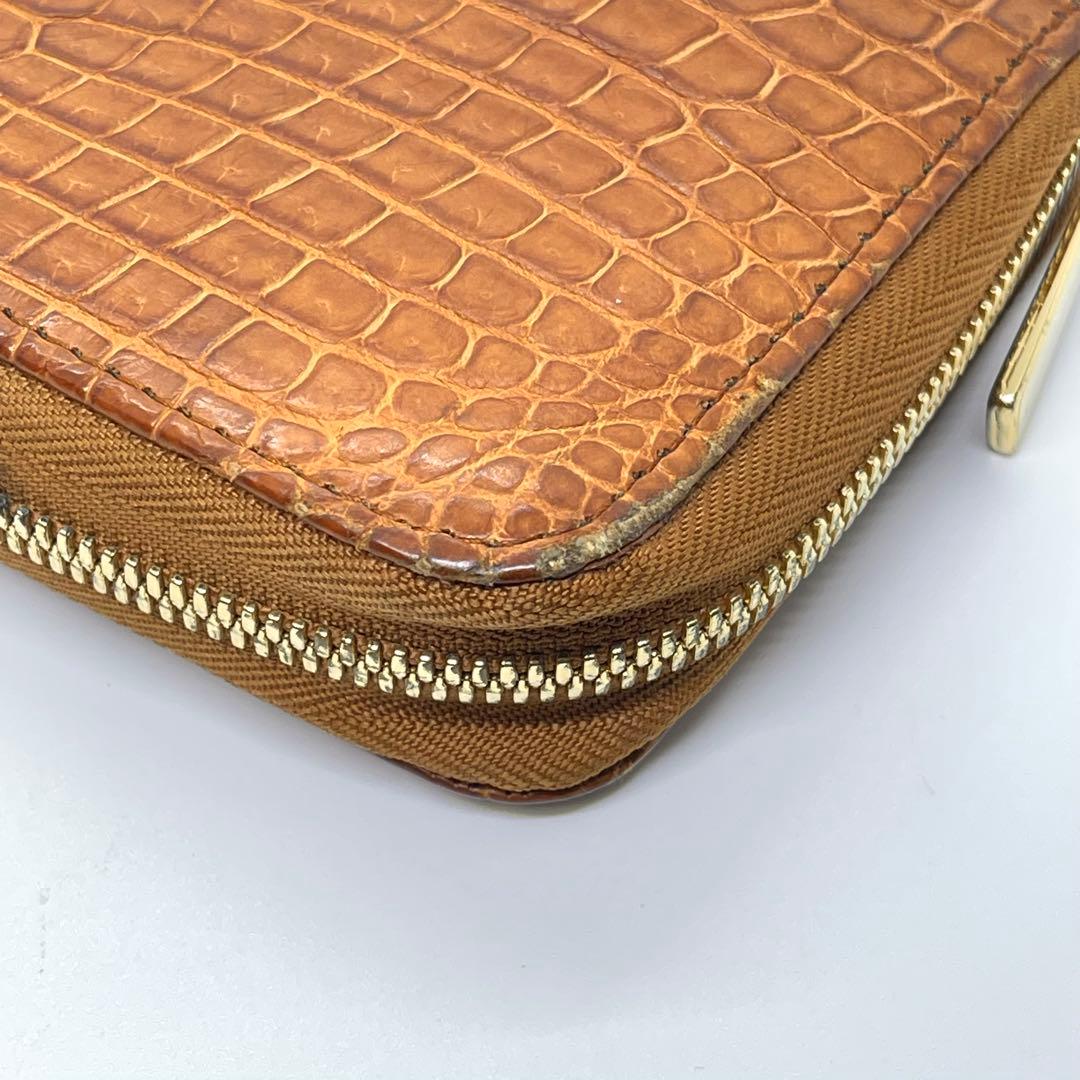 ●GAUDIE・ガウディ●長財布ラウンドジップ・ファスナー●クロコダイル●茶色