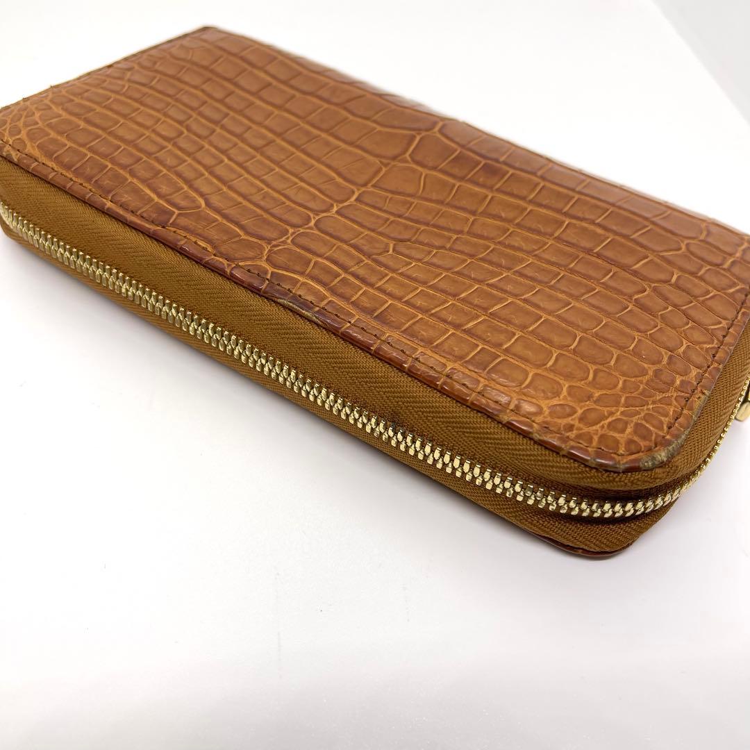●GAUDIE・ガウディ●長財布ラウンドジップ・ファスナー●クロコダイル●茶色