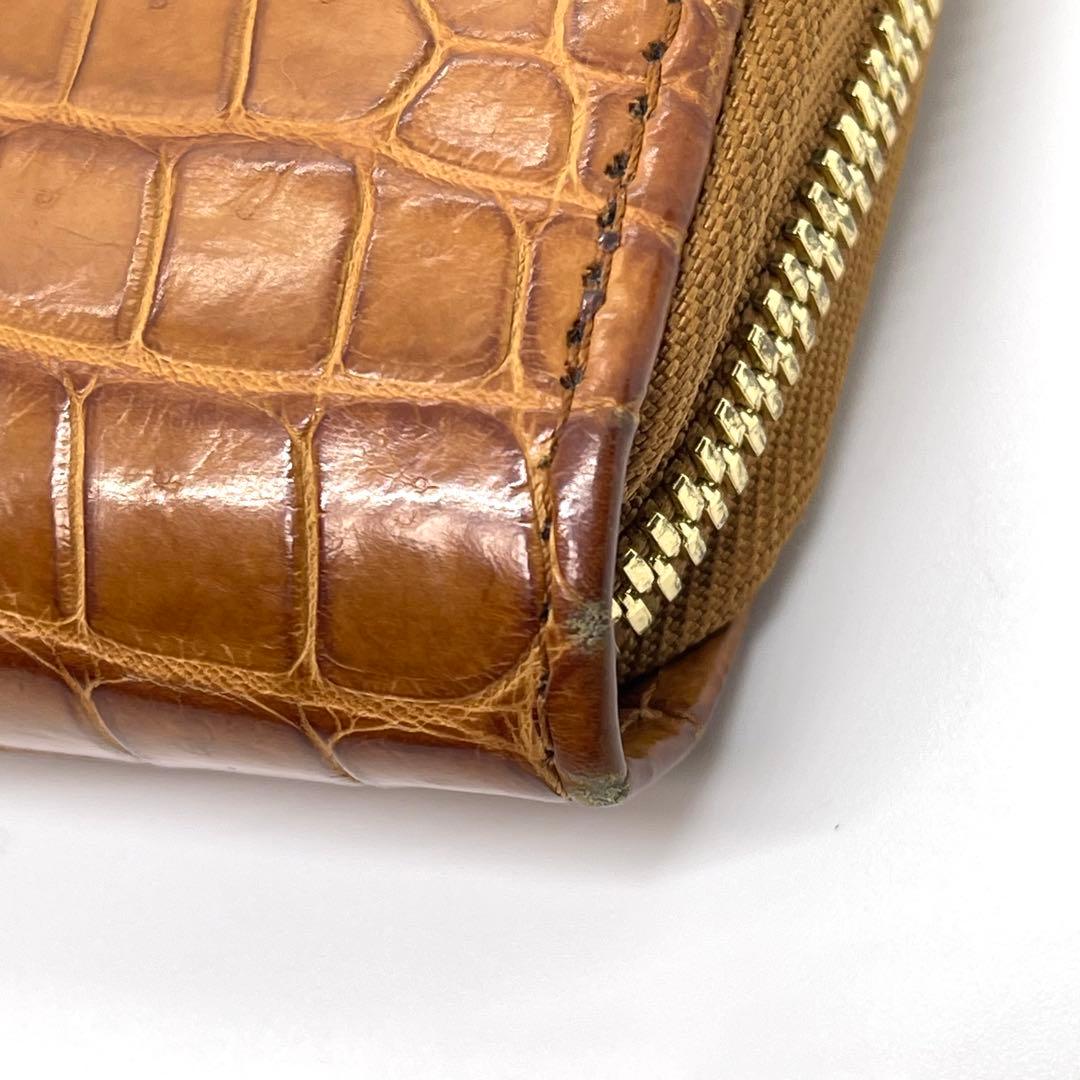 ●GAUDIE・ガウディ●長財布ラウンドジップ・ファスナー●クロコダイル●茶色