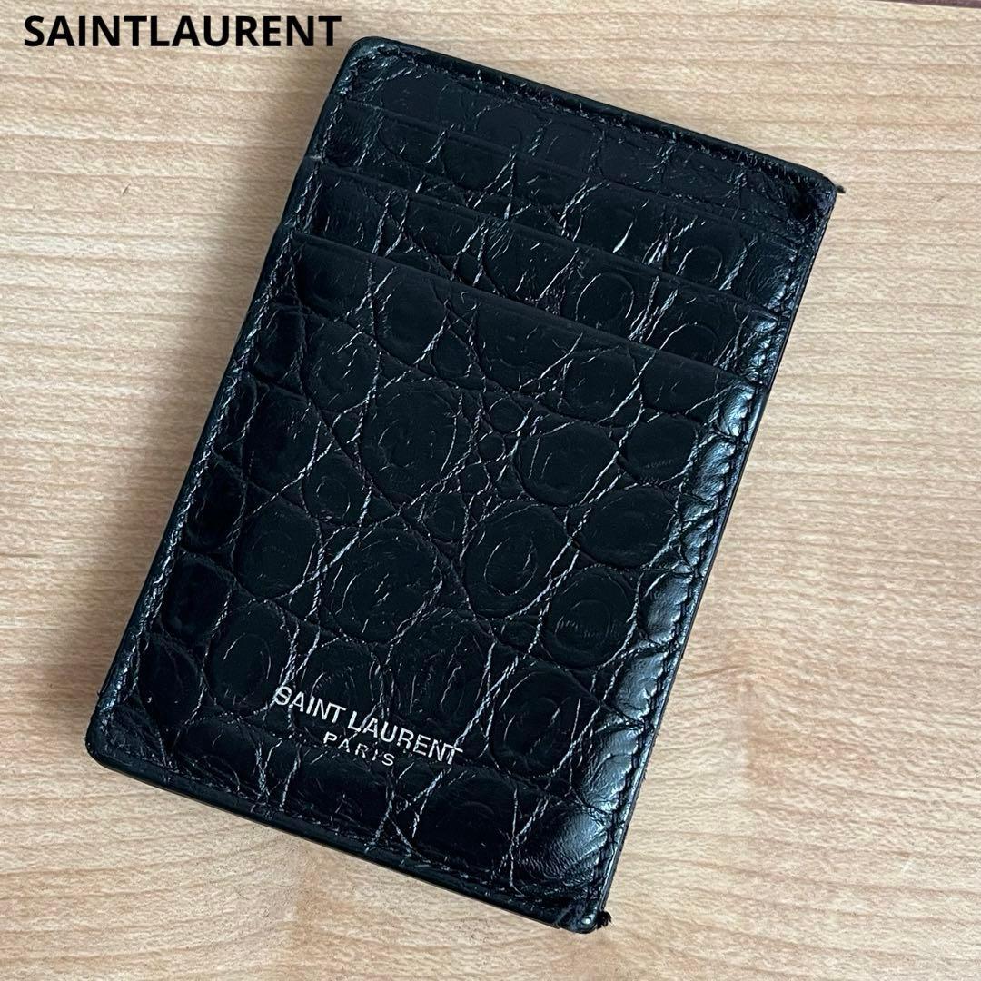 ✨️極美品✨️ SAINTLAURENT マネークリップ 　メンズ 黒色 レザー