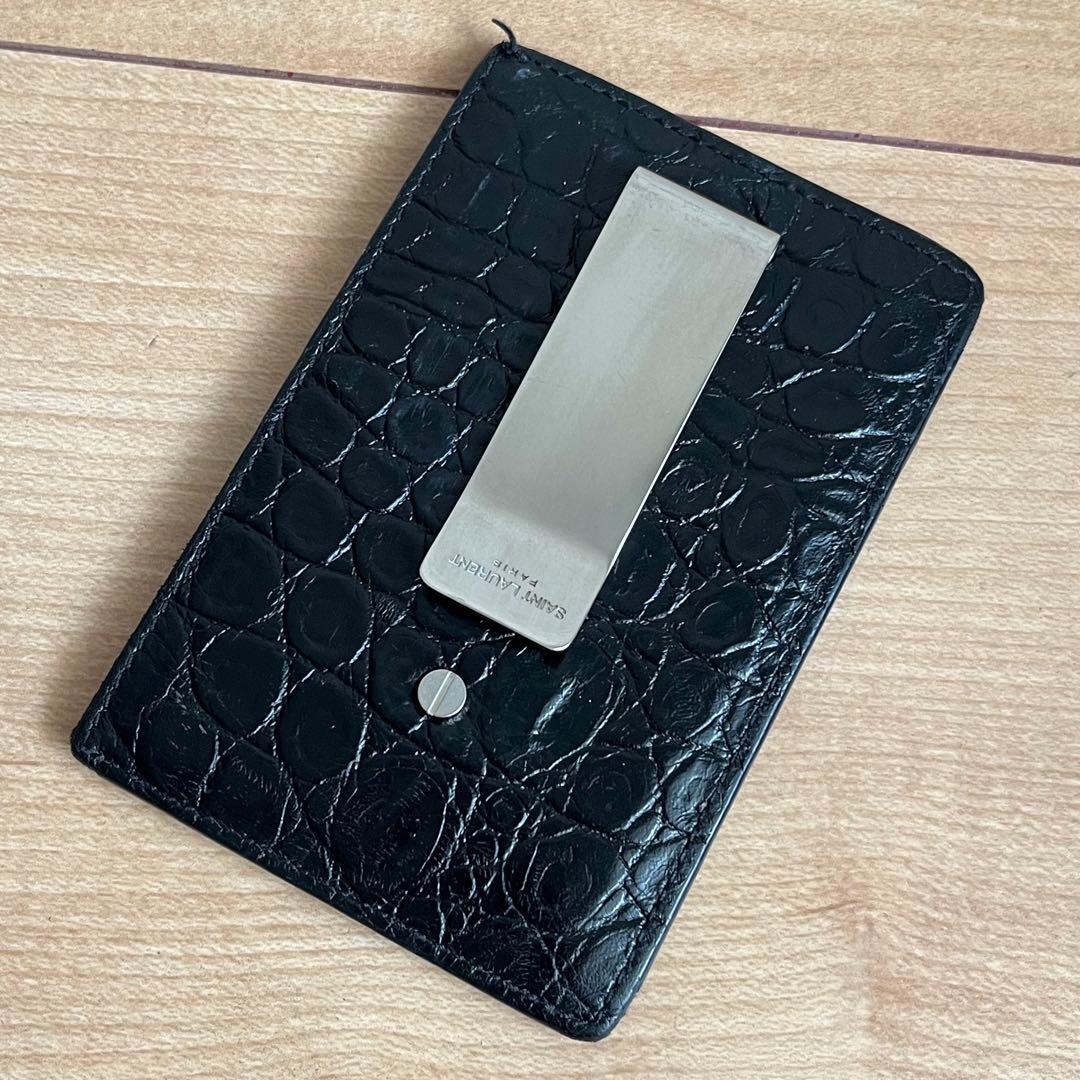 ✨️極美品✨️ SAINTLAURENT マネークリップ 　メンズ 黒色 レザー