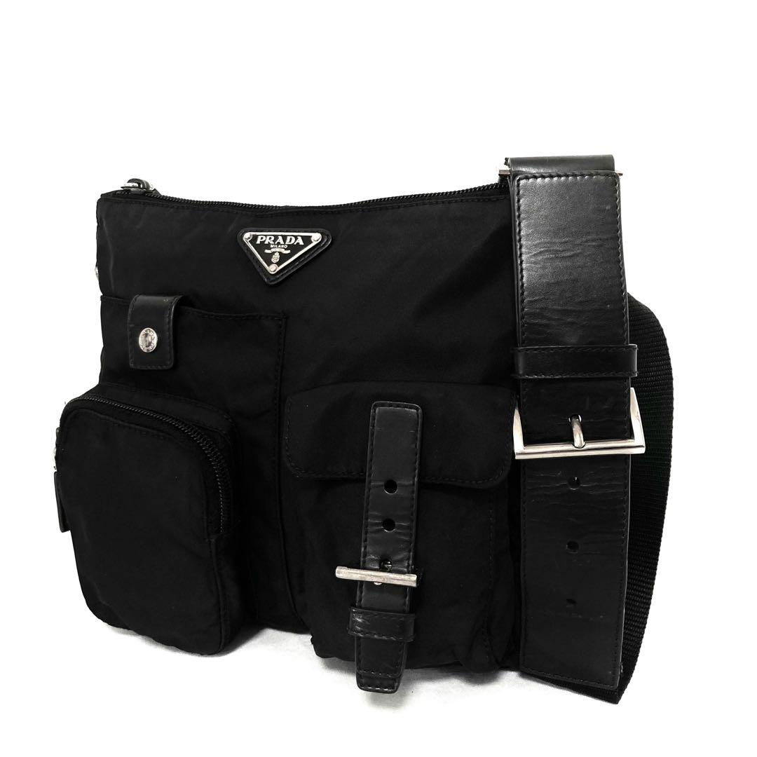 希少　良品　PRADA プラダ　ボディバッグ　ショルダーバッグ　ナイロン　黒