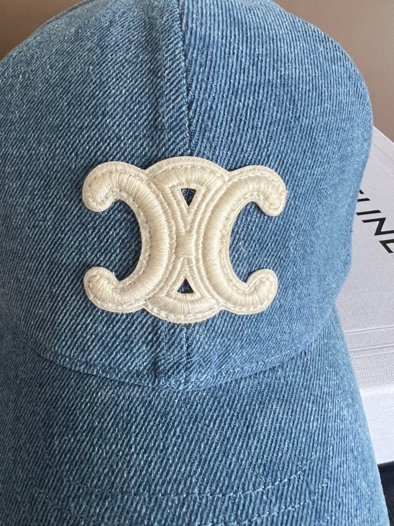 美品 CELINE トリオンフ帽子 ベースボールキャップ デニム