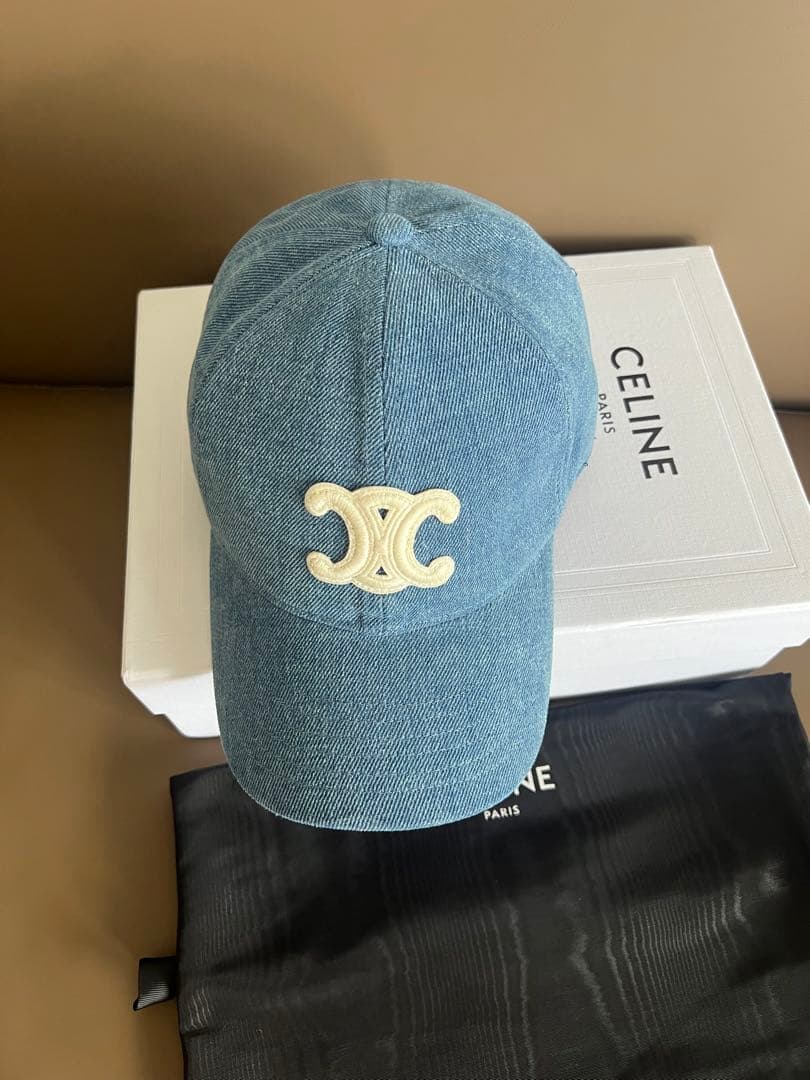 美品 CELINE トリオンフ帽子 ベースボールキャップ デニム