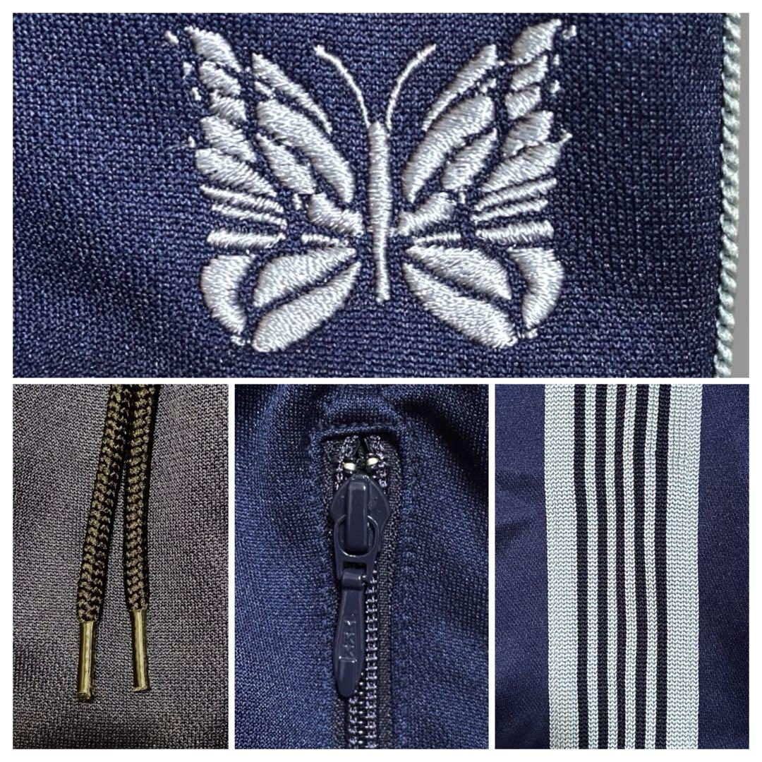 【極美品・タグ付き】Needles ニードルス トラックパンツ 紺 M 刺繍ロゴ