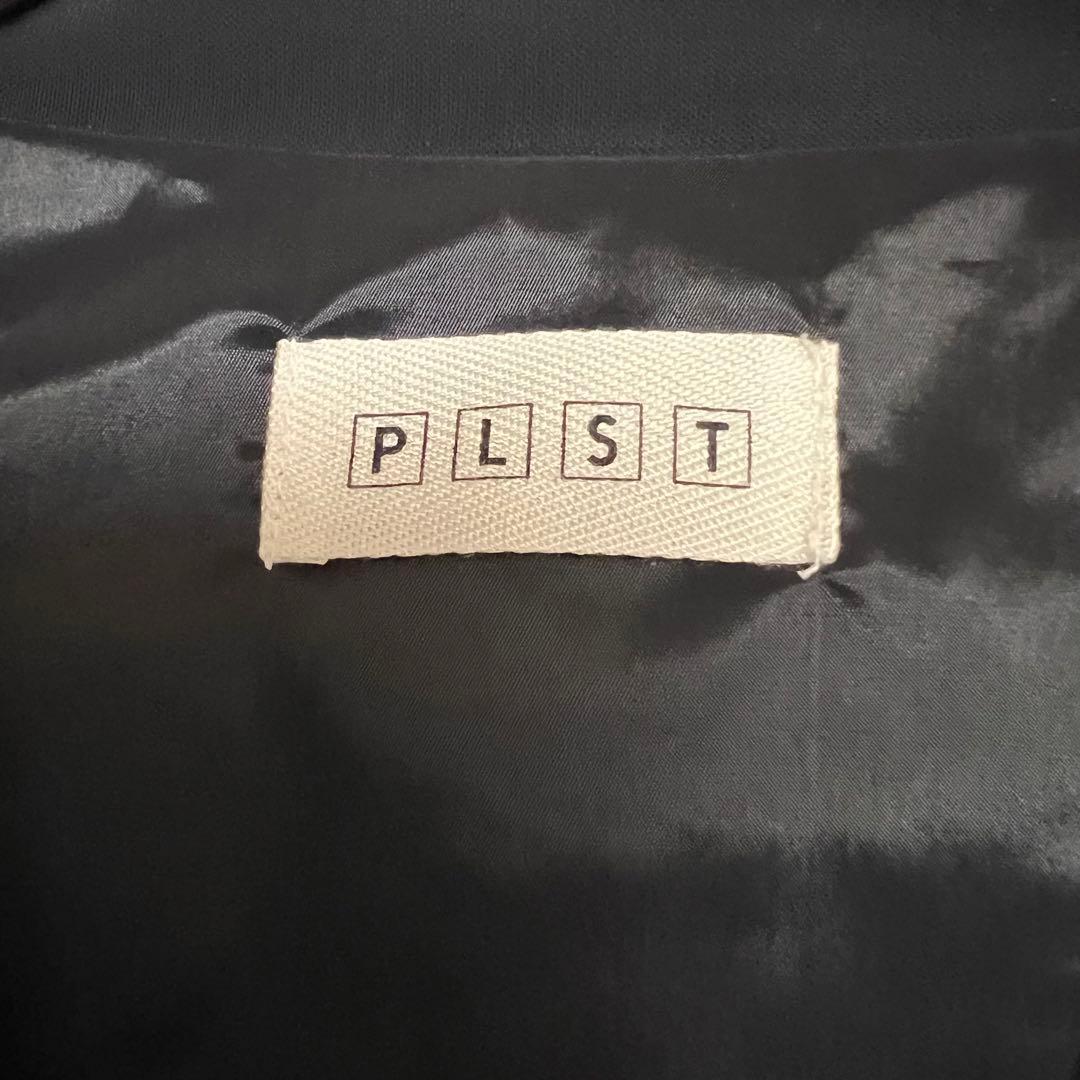 [美品]プラステ　ソフトダブルクロスカラースーツセットアップ　ノーカラー　紺色