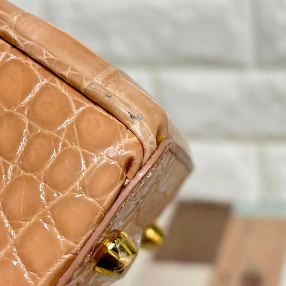 クロコダイル ハンドバッグ 2WAY ショルダーバッグ　シャイニング　アルムコ