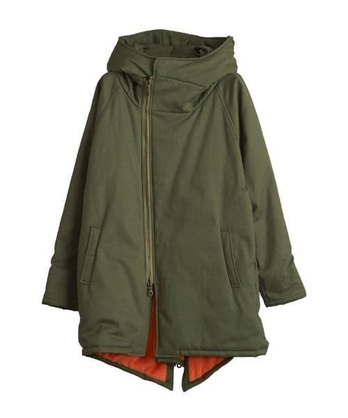オリーブグリーン モッズコート フード付き